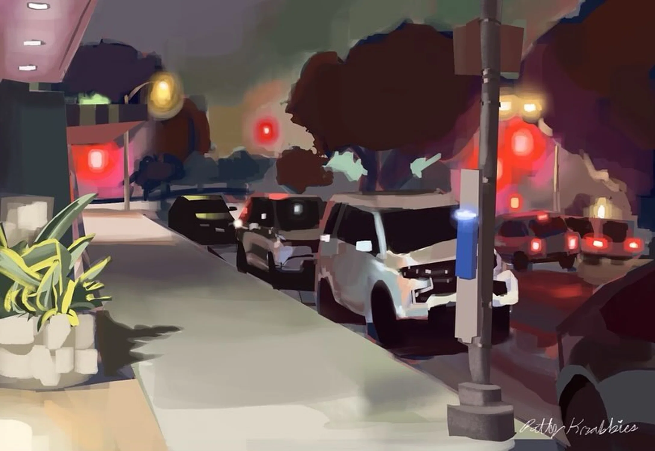 Digital illustration of street