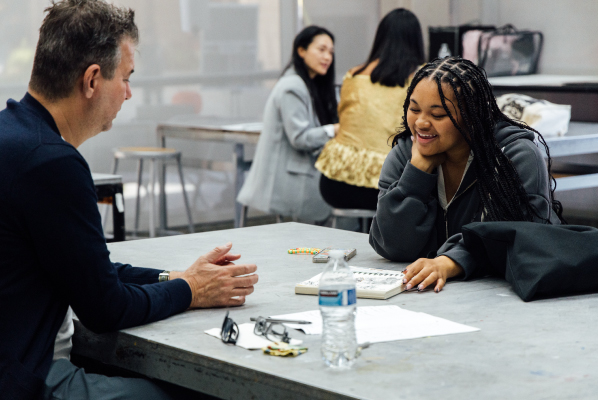 Student presenting their portfolio