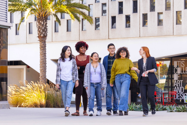 Admissions staff talking to students