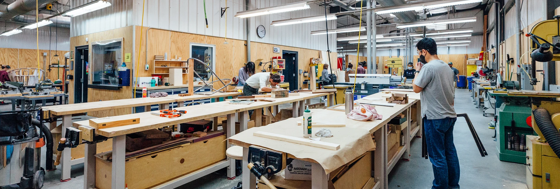 Students in the wood shop