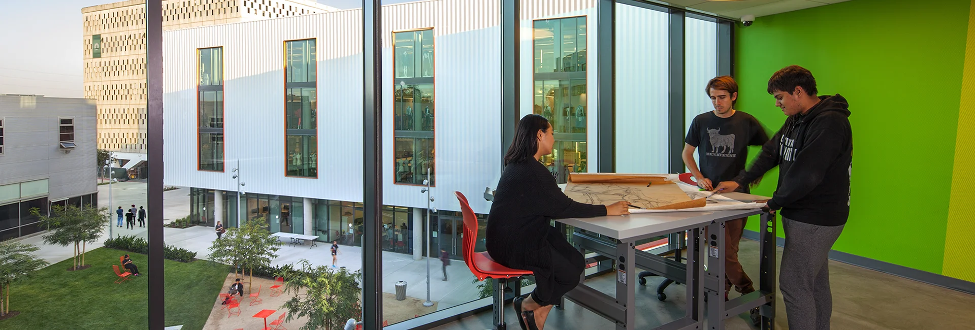 Students working together in common area