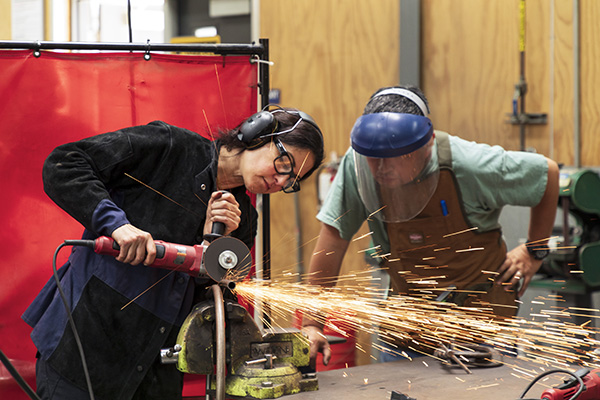 Students at woodshop