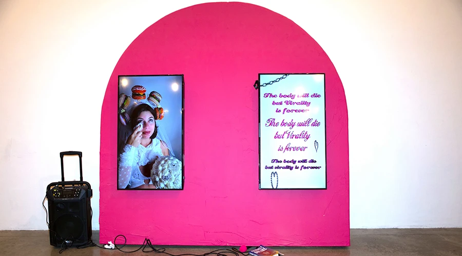 Installation view of the MFA Thesis Show by Vita Kari (’24 MFA Fine Arts), who recently was profiled in W Magazine. 