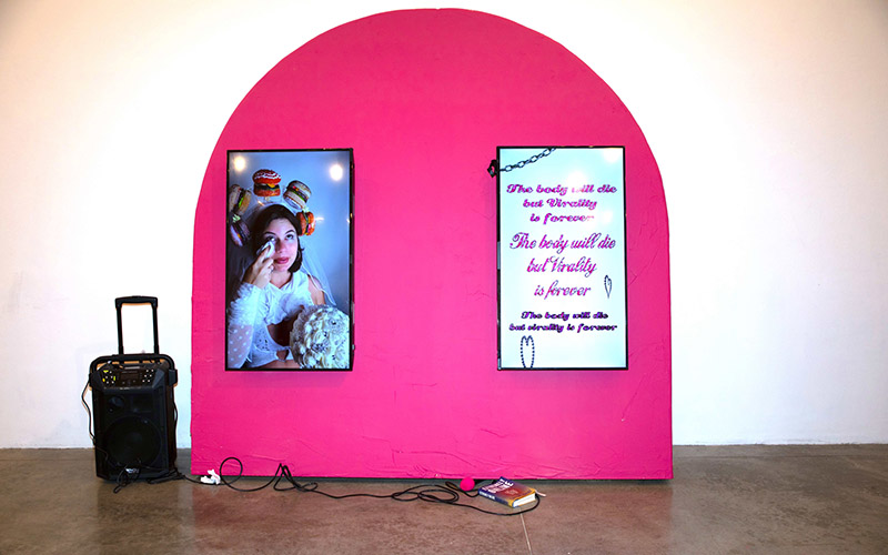  Installation view of the MFA Thesis Show by Vita Kari (’24 MFA Fine Arts), who recently was profiled in W Magazine.