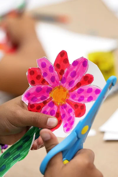 Young student working on artwork