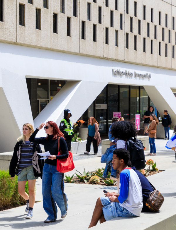 Otis College students outside Ahmanson Hall