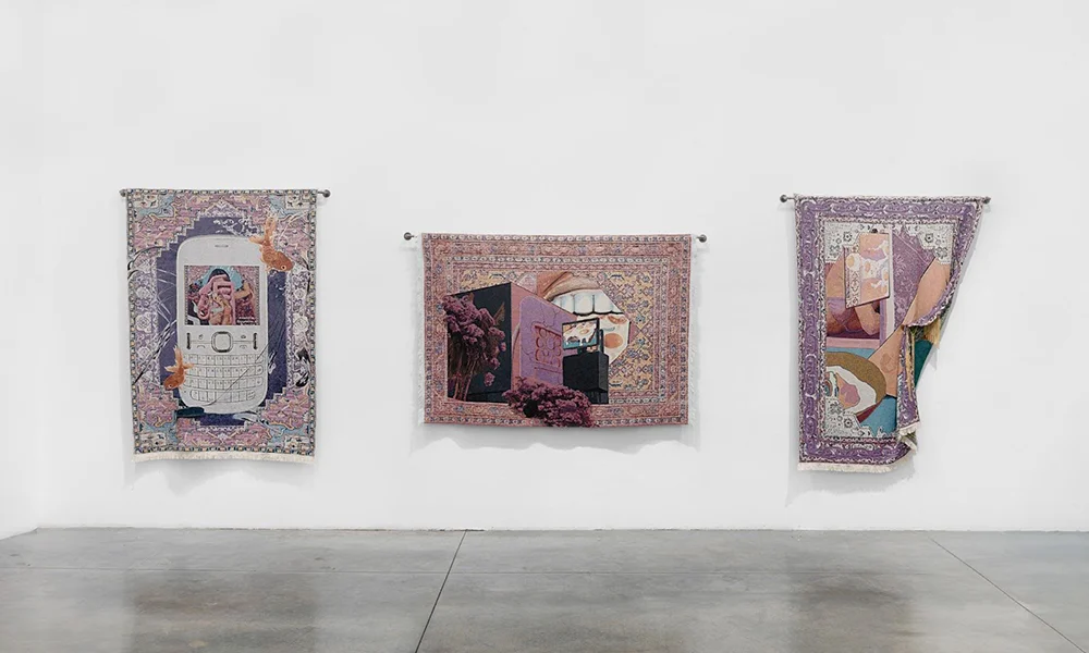Installation view of tapestries as part of Vita Kari’s MFA Thesis Show at Otis College.