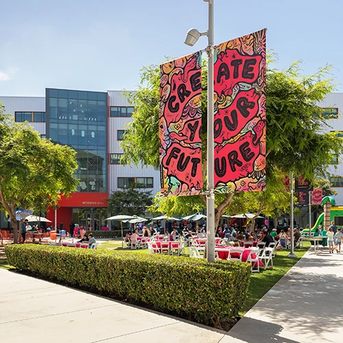 Otis College Create Your Future pole flags