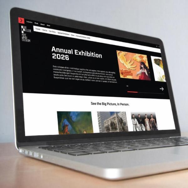 Virtual Annual Exhibition up on laptop