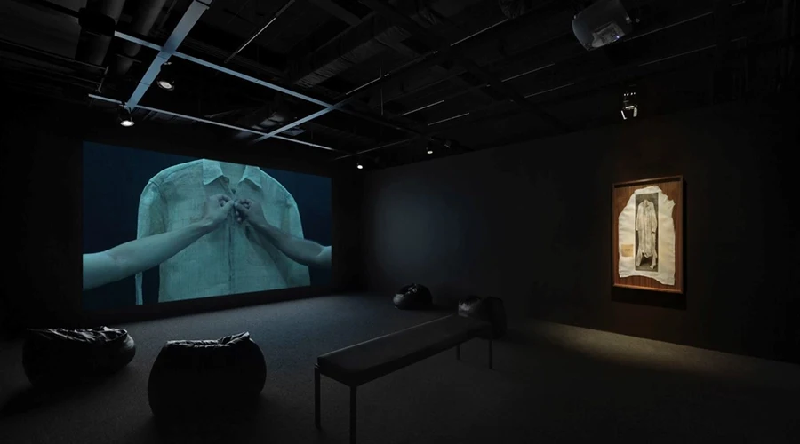 Left: Kang Seung Lee, still image from Lazarus, an 8-minute color digital film