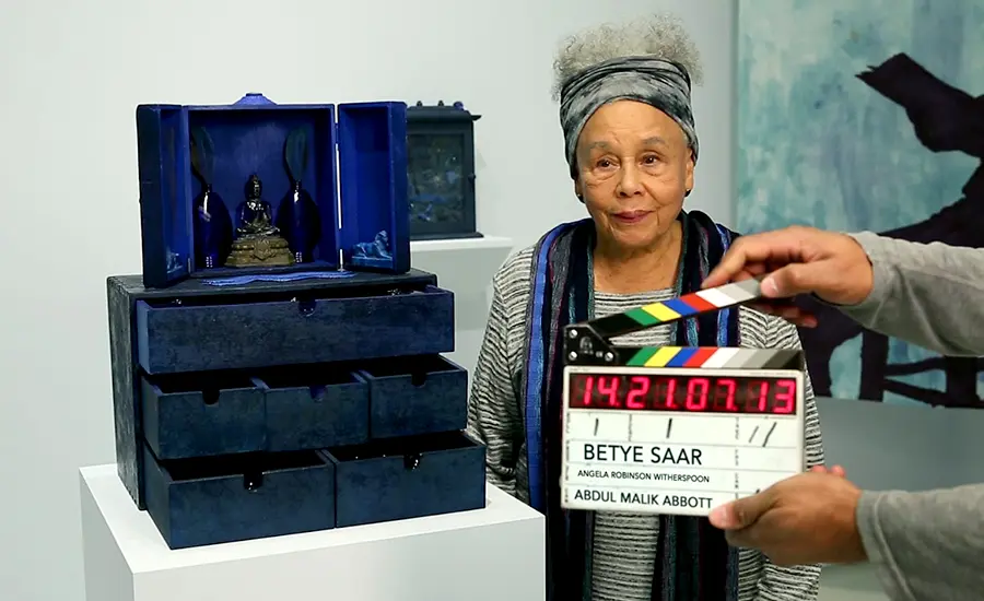 Film still from Angela Robinson Witherspoon’s documentary Betye Saar: Ready to be a Warrior