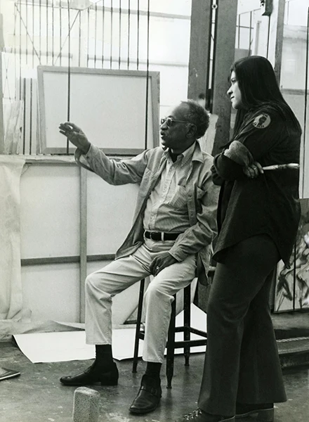 Charles White with Judithe Hernández in the 1970s.