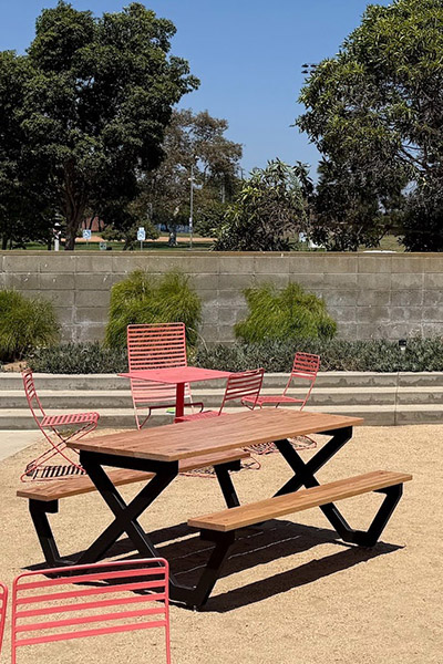 Creative Trades Lab students work: park bench, wood and steel