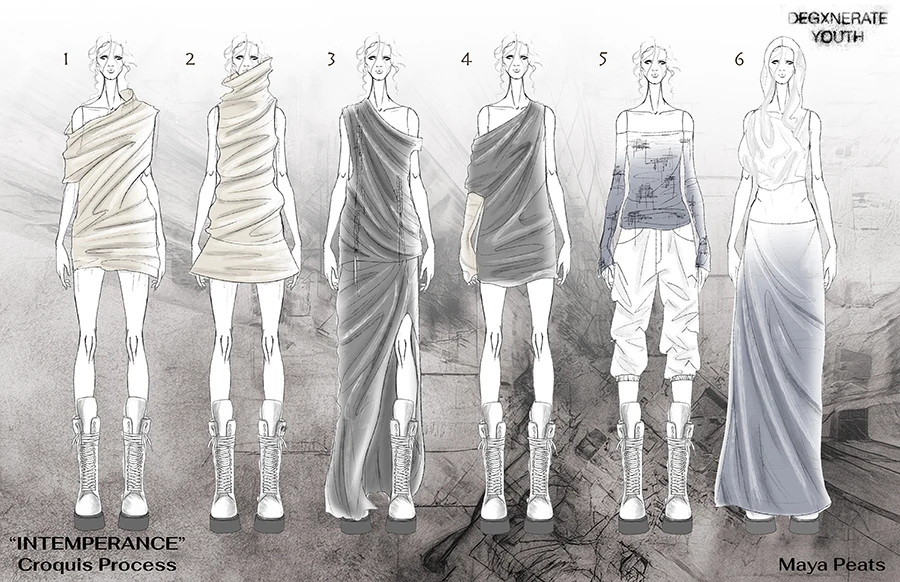 Sketches of work by Maya Peats