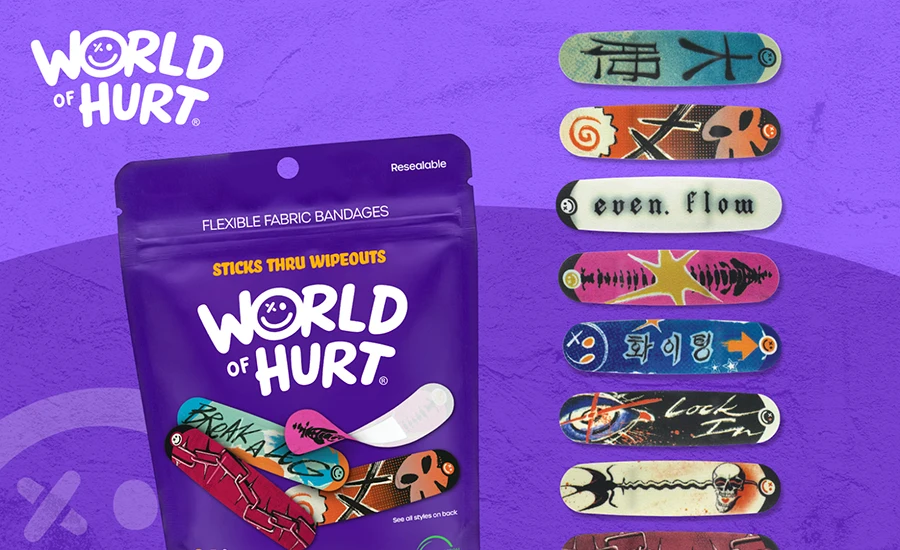 One of six themed pouches designed by Otis College students. Image courtesy World of Hurt.
