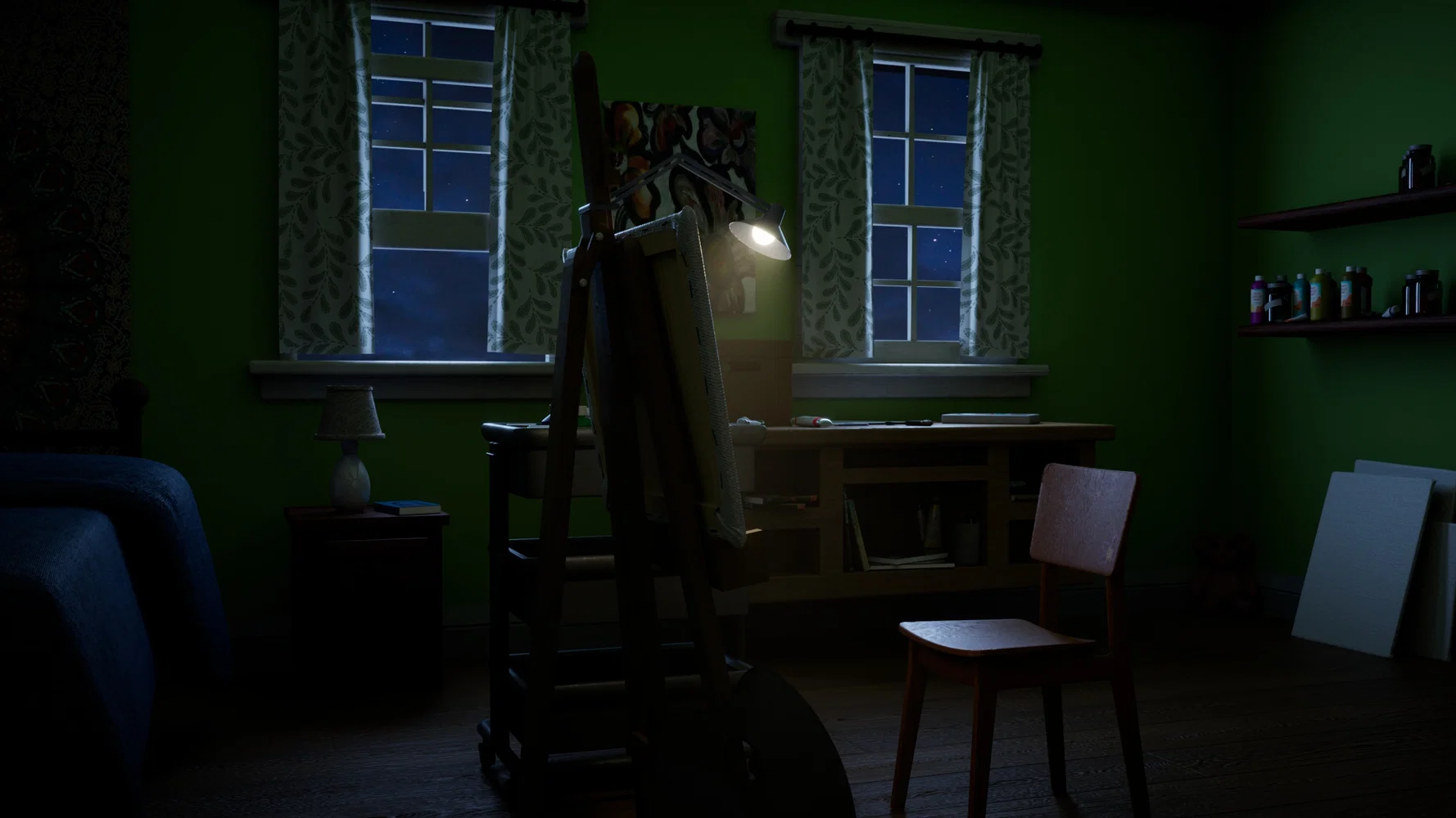 Lighting studies for different times of day for our short film 'Metamorphosis'.