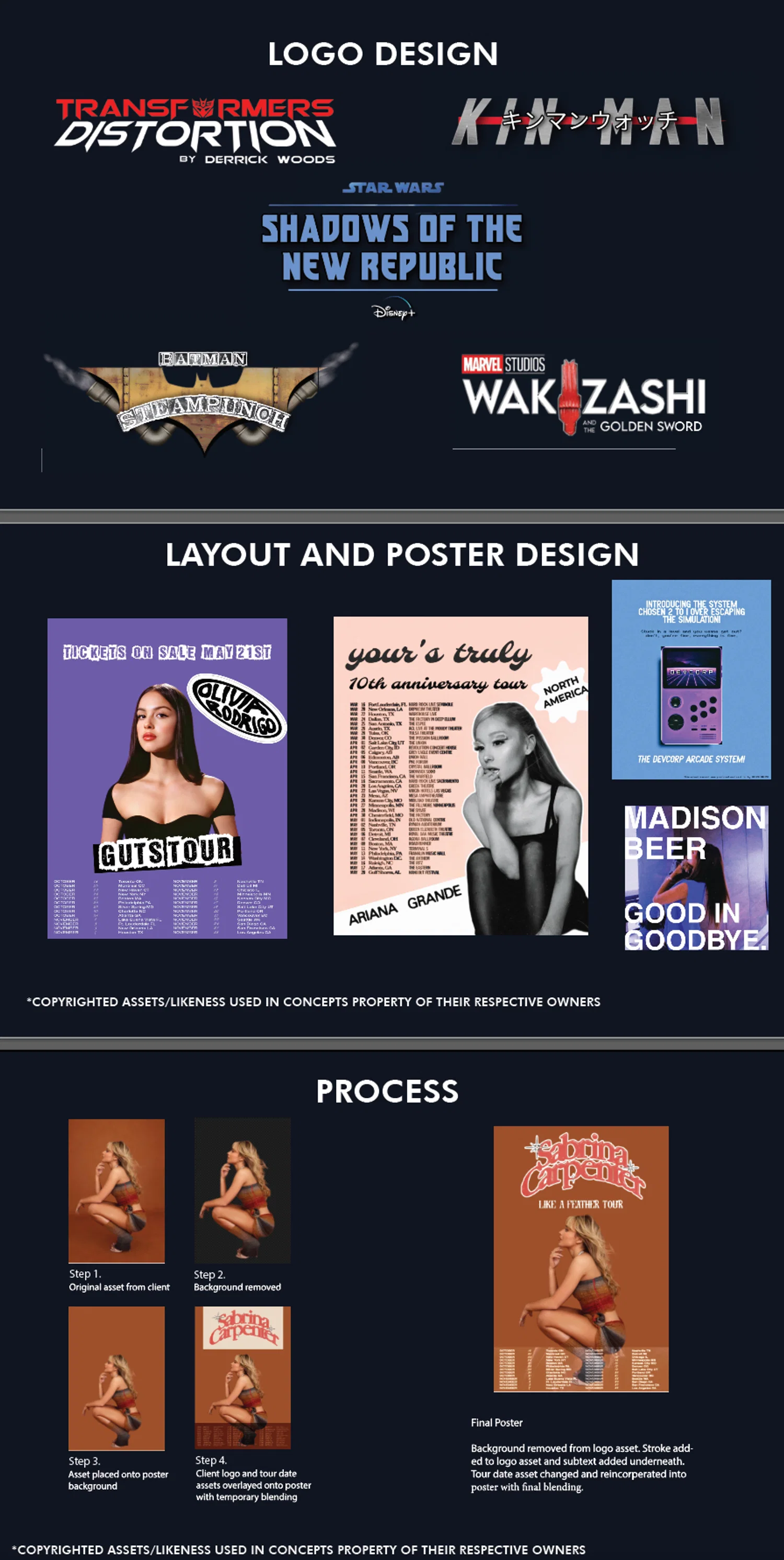 a portfolio of graphic design work