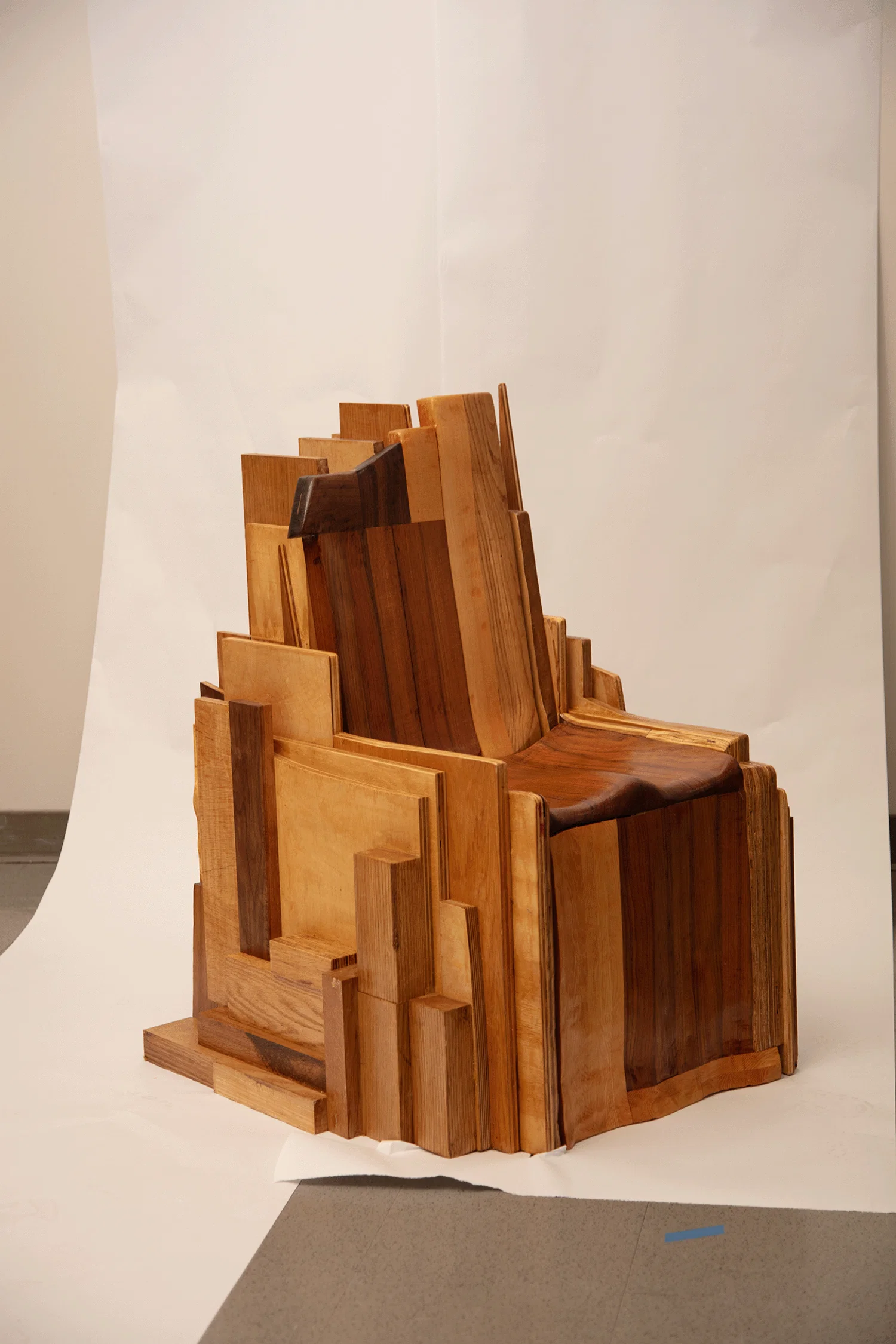 layered wood scrap chair