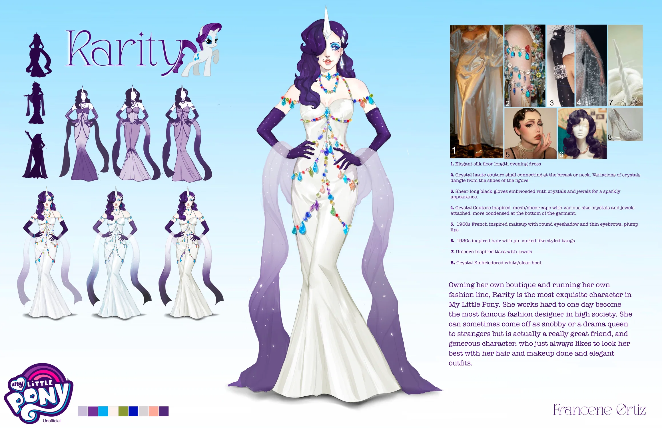 Fashion Illustration Based off of Rarity from My Little Pony