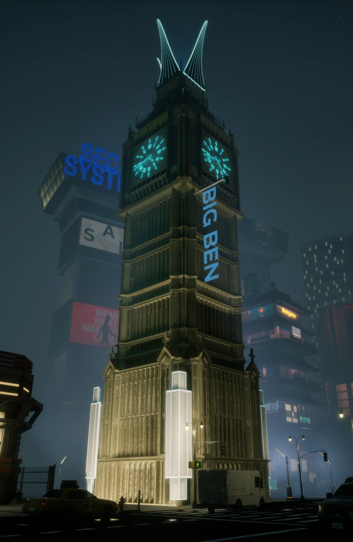 Cyberpunk style Big Ben in London