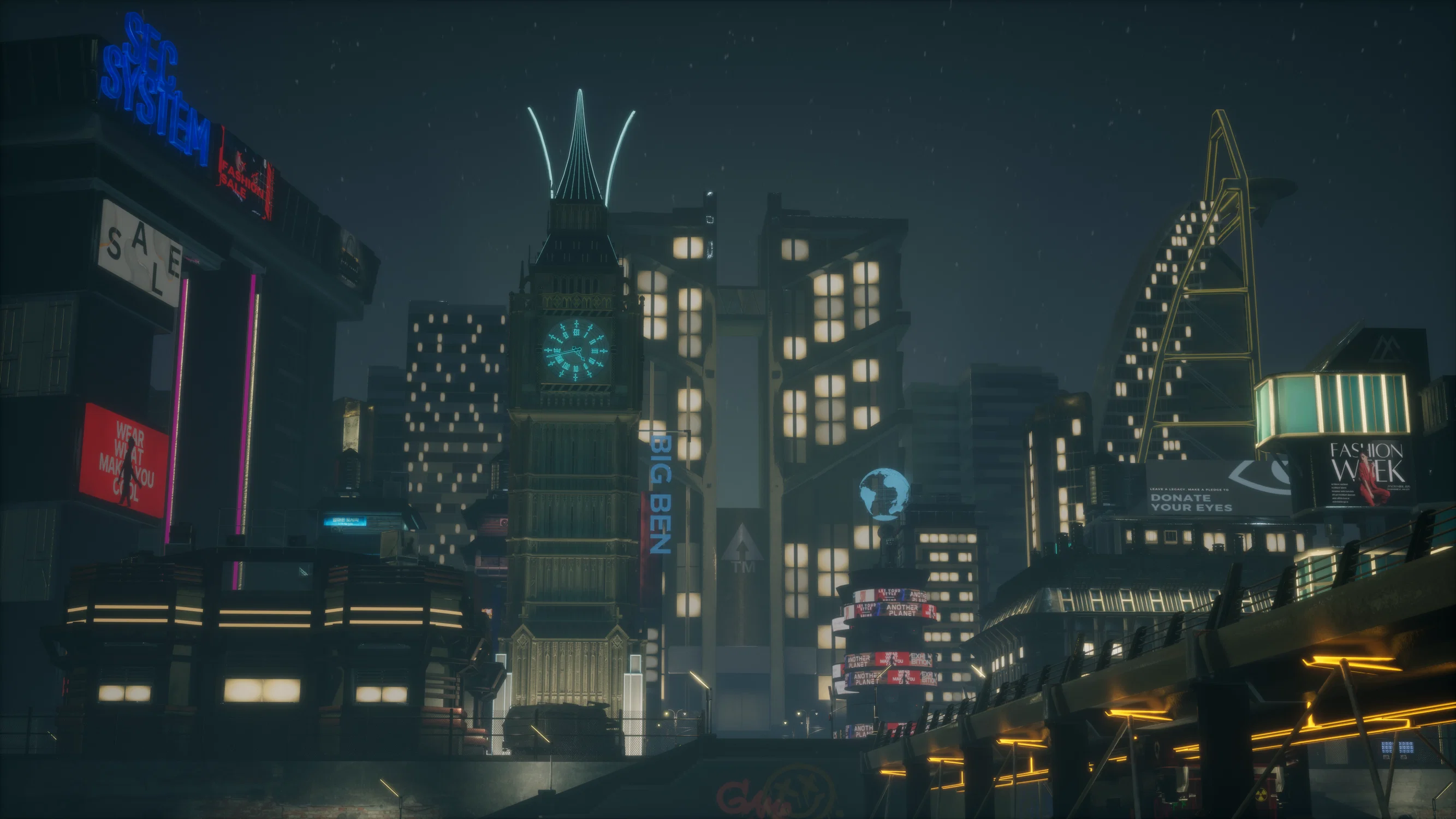 Full London City in Cyberpunk style.