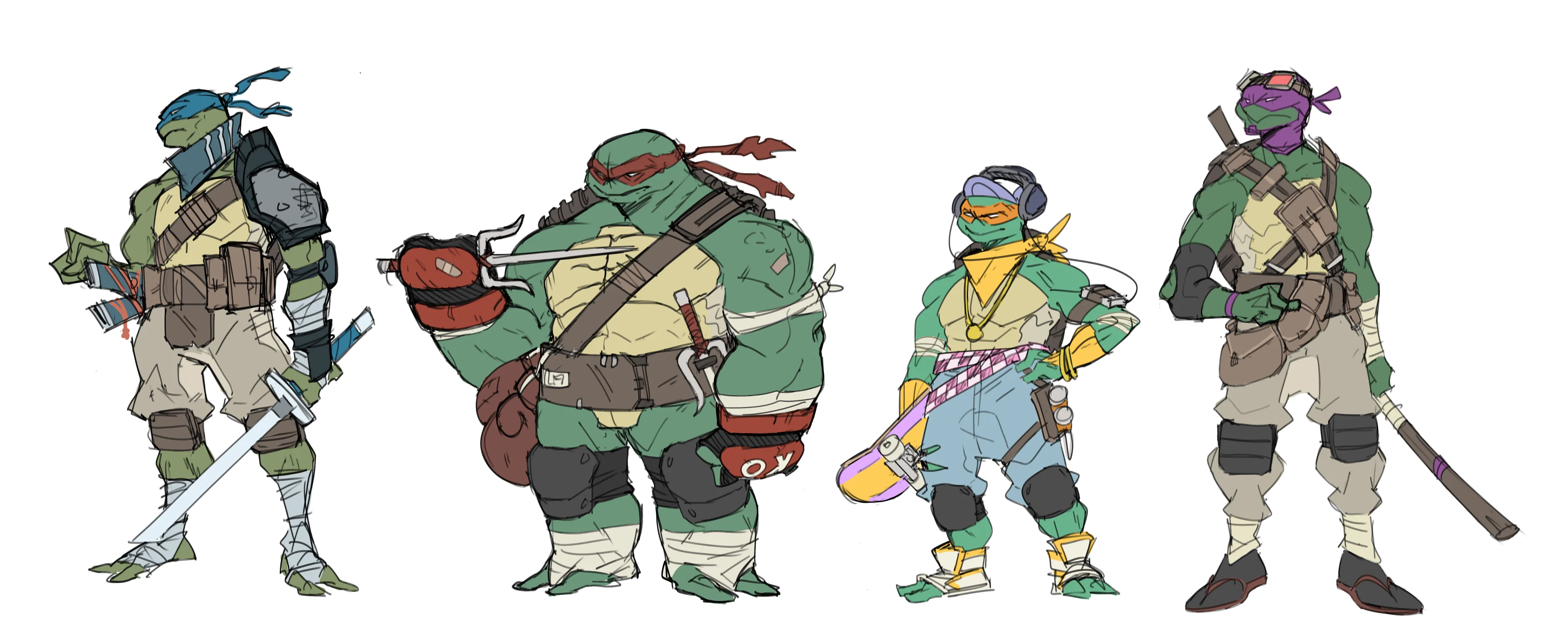 Lineup of my own take on the Teenage Mutant Ninja Turtles