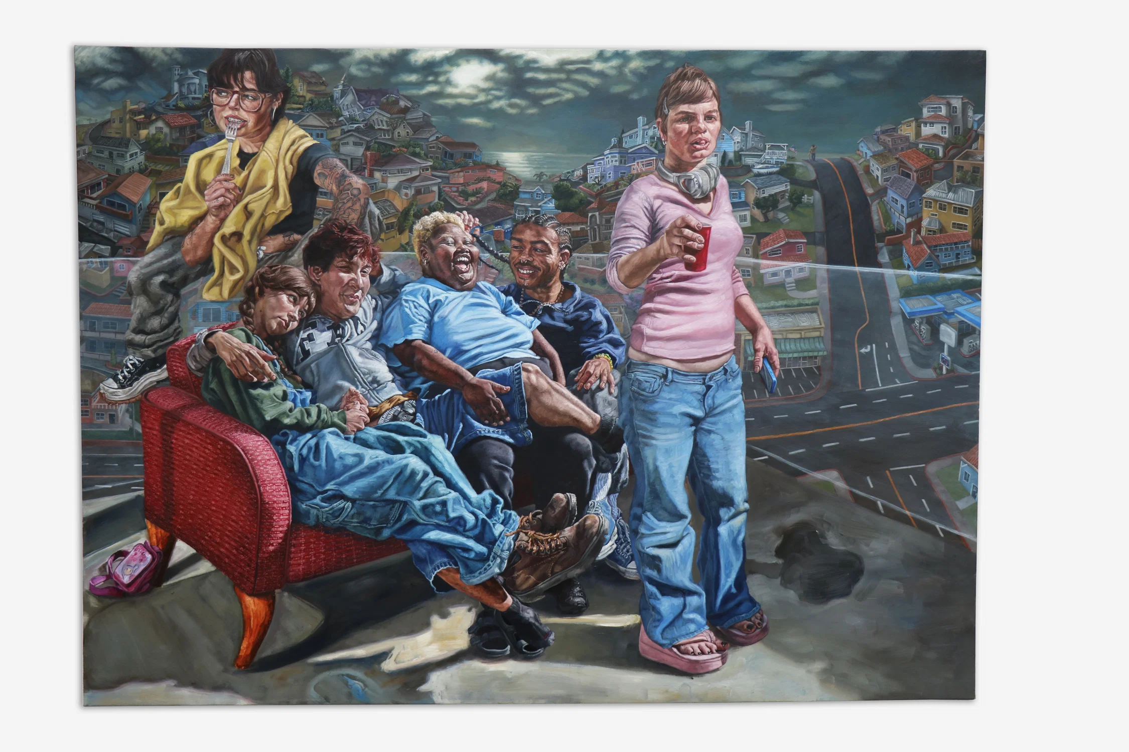 Louis Barbe Spring Break rooftop 2025 Oil on canvas 55 x 40 inches