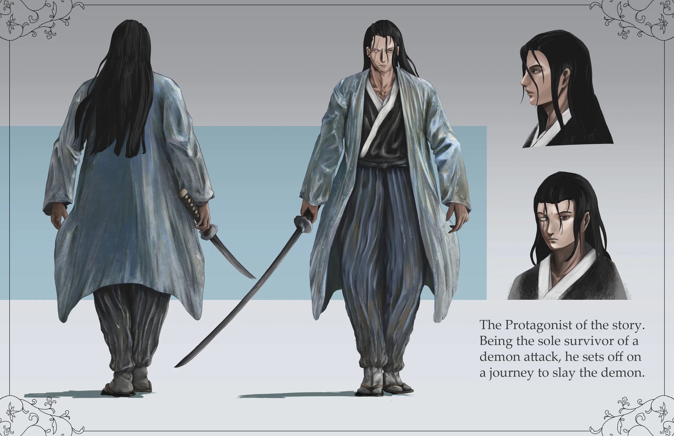 A character sheet depicting the protagonist.