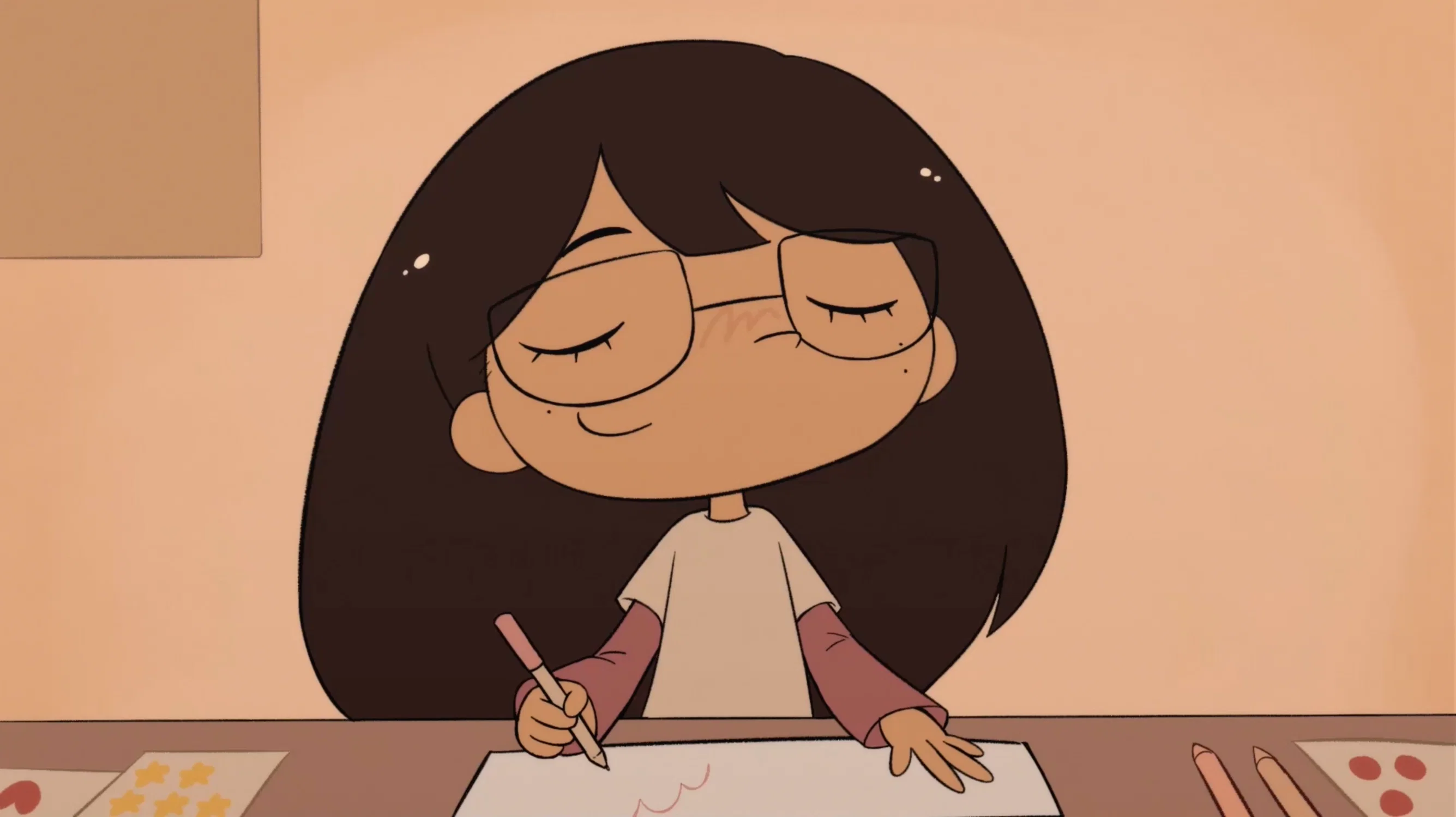 additional shot from my senior show invite animation of my character looking at the invite