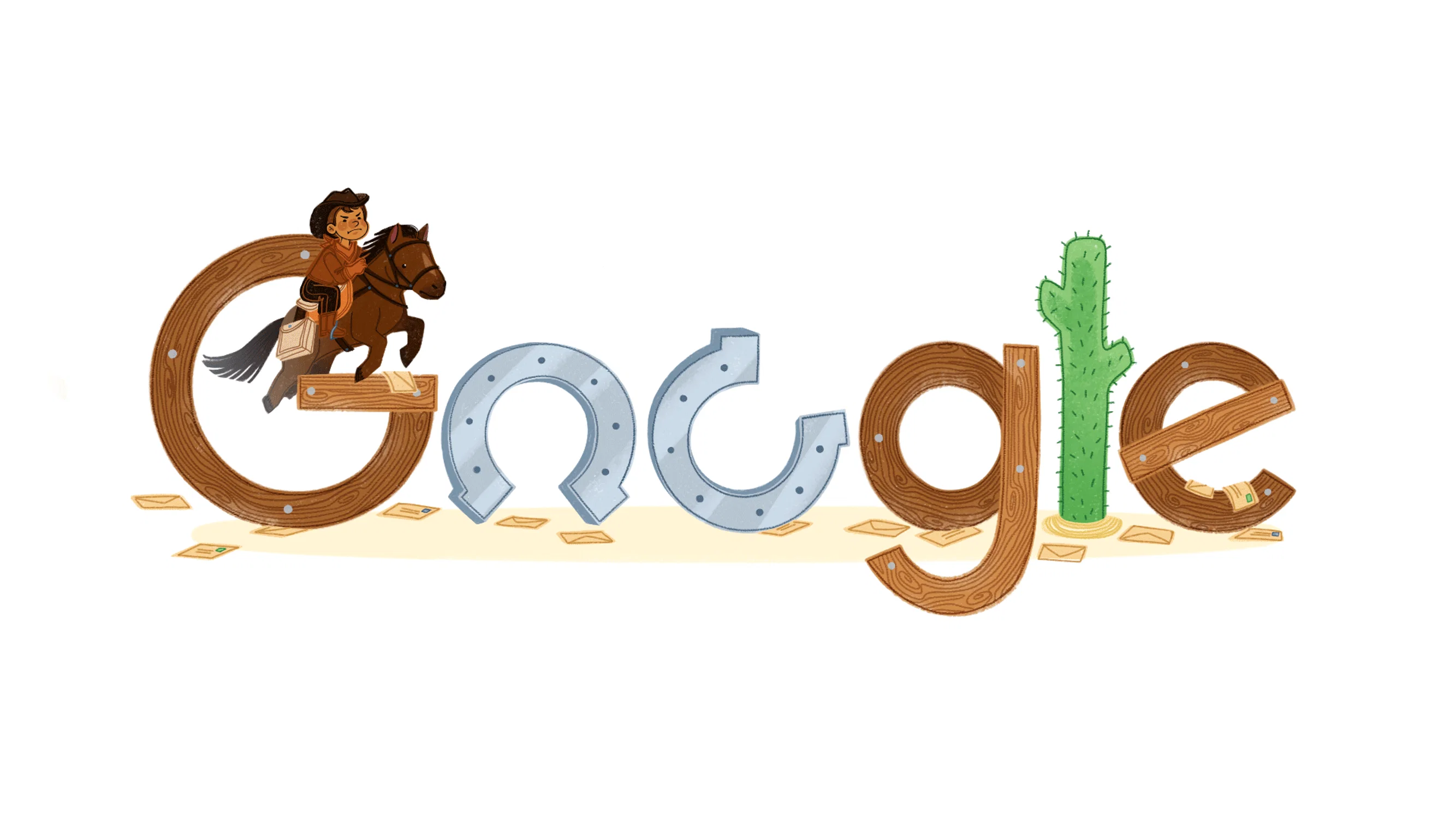 "Pony Express," 2D animation of a Google Doodle.