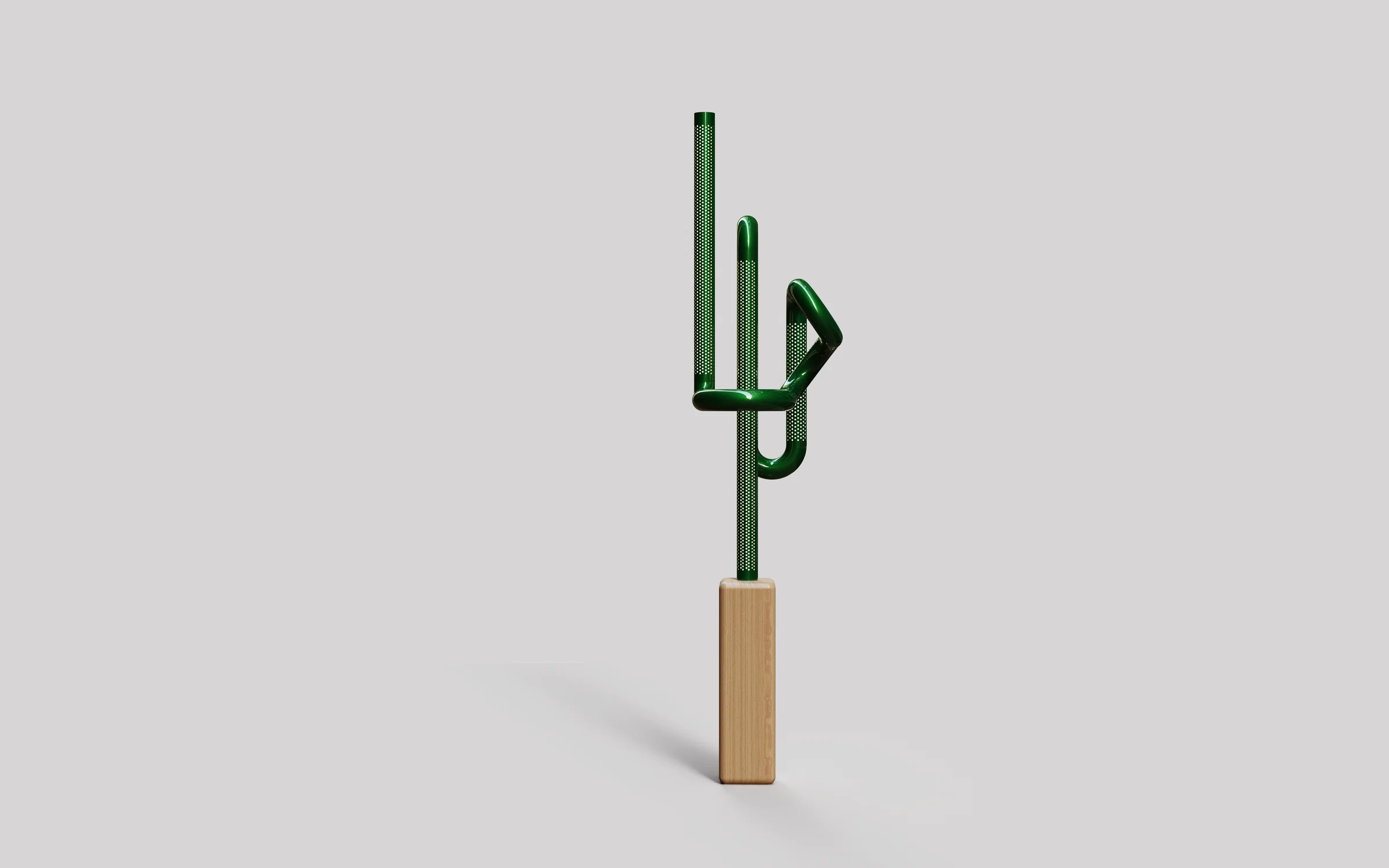 Skifha Floor light- Green finish with Maplewood base.