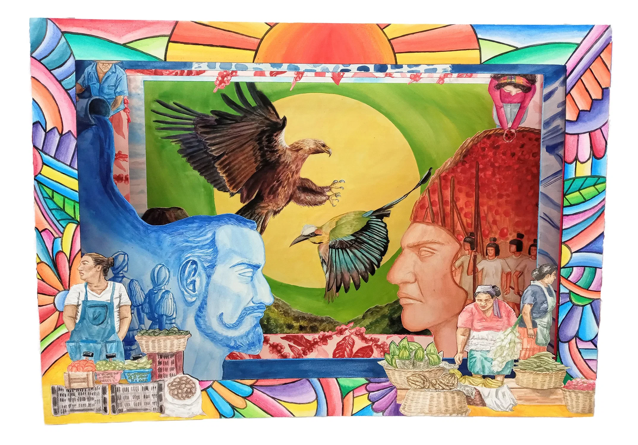 Tunnel Book depicting the Battle of Acajutla between the Pipils of El Salvador and the Spanish Colonizers led by Pedro de Alvarado.