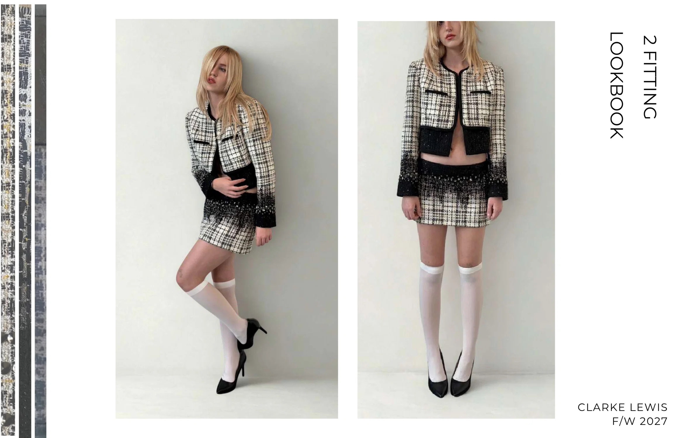 Hand embroidered, dyed and beaded tweed suit set made by Clarke Lewis