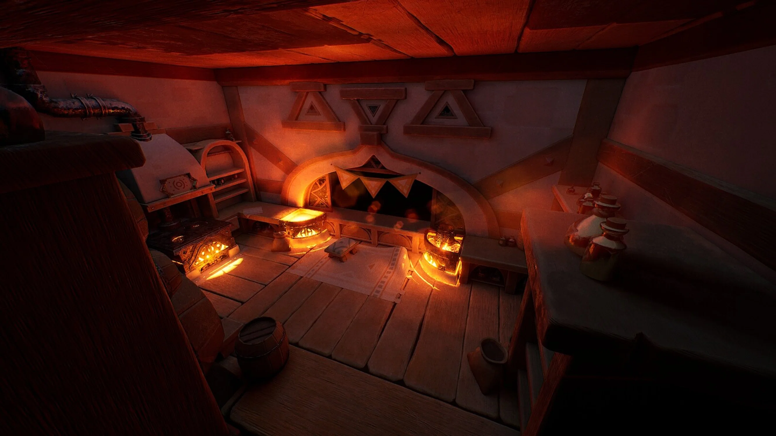 A fantasy-inspired warmly-lit kitchen