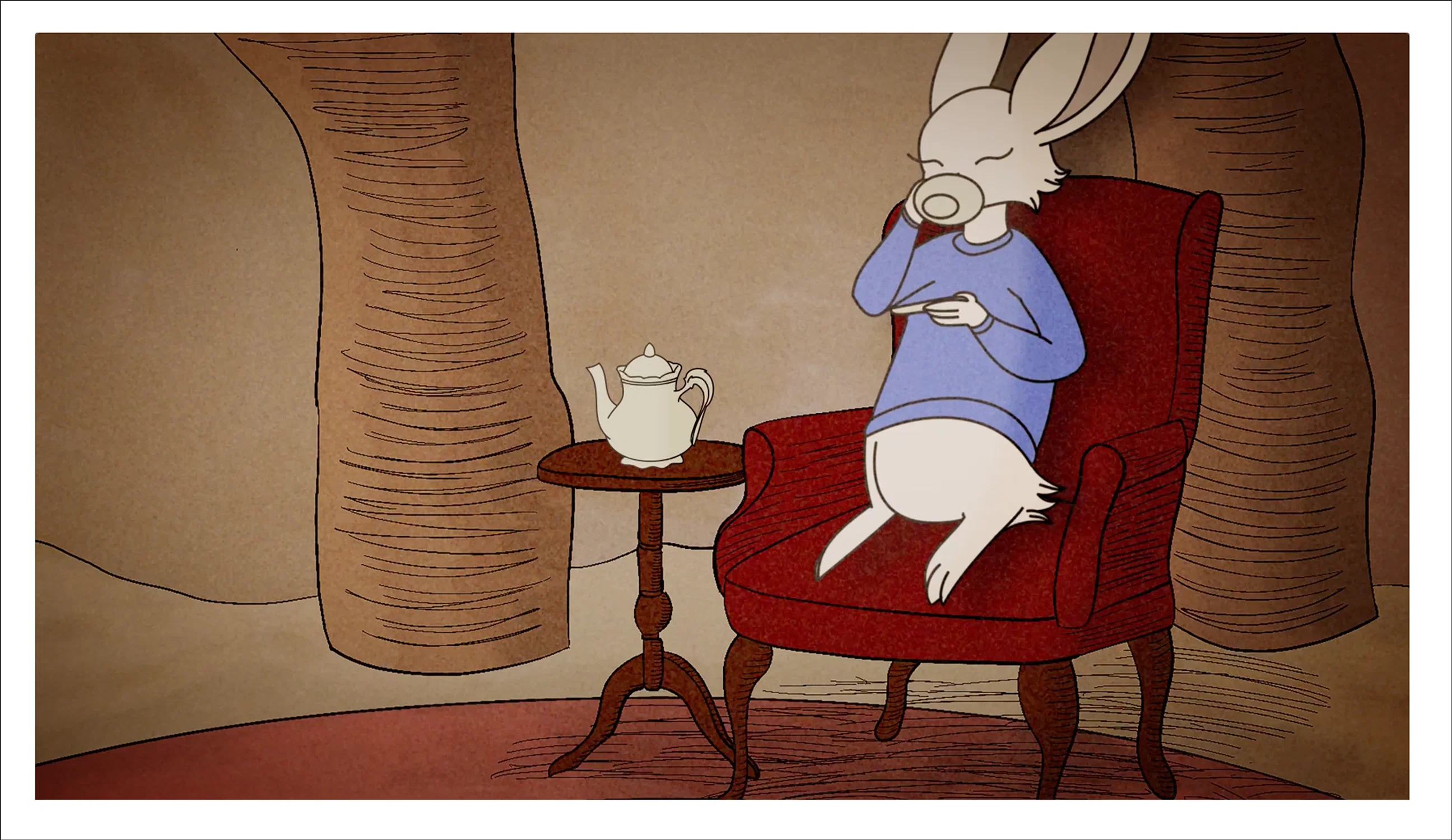 Rabbit drinking tea