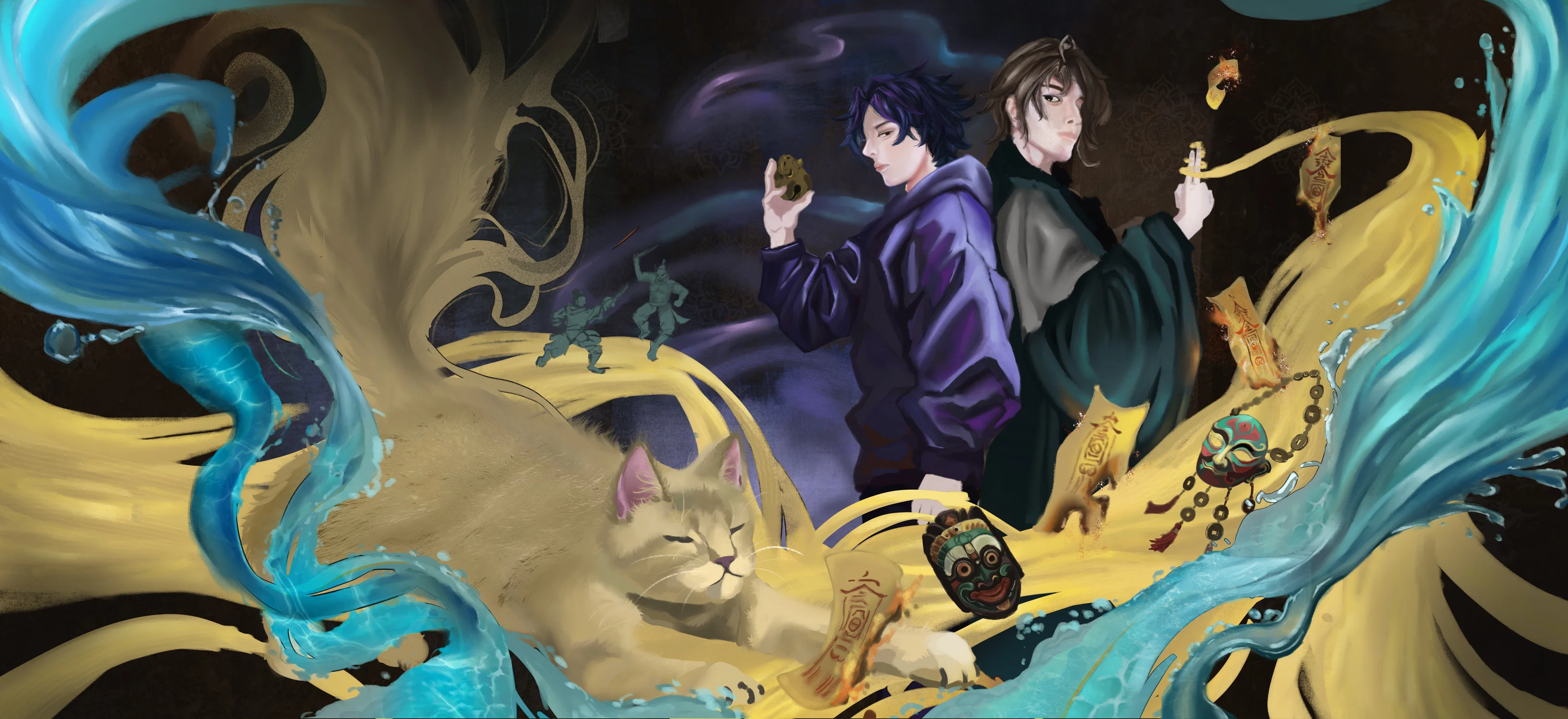 Cat-transformed protagonist and Taoist practitioner using Chinese Taoist magic.