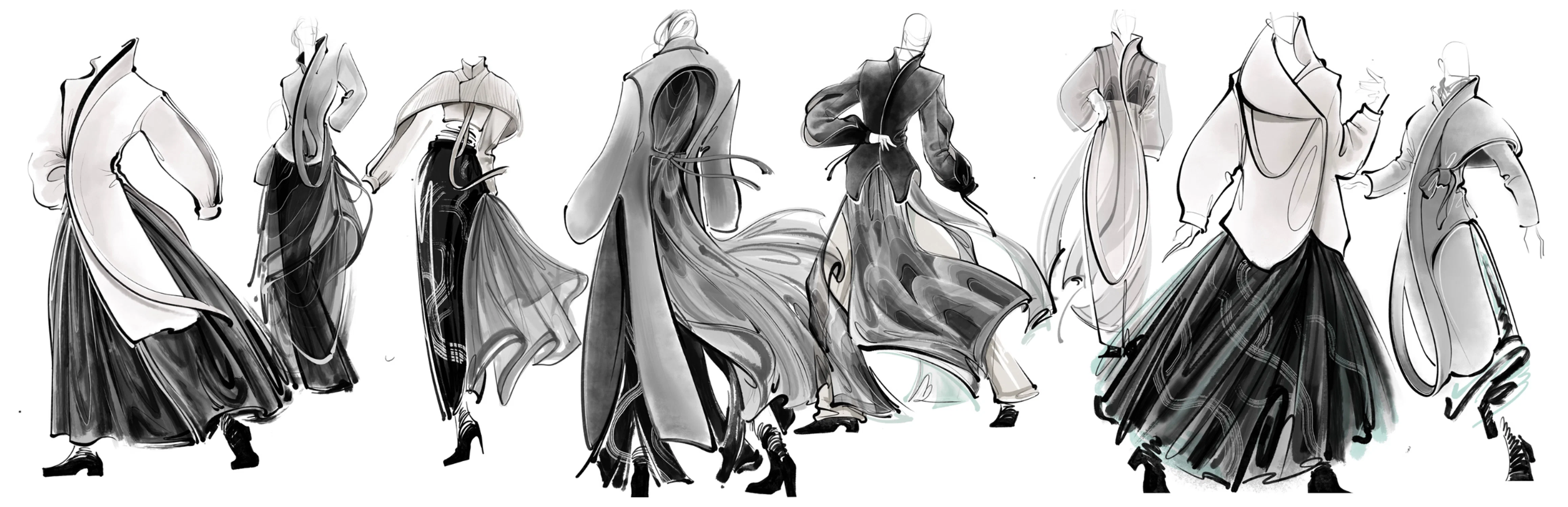 Korean Traditional Garment HANBOK inspired Collection Illustration