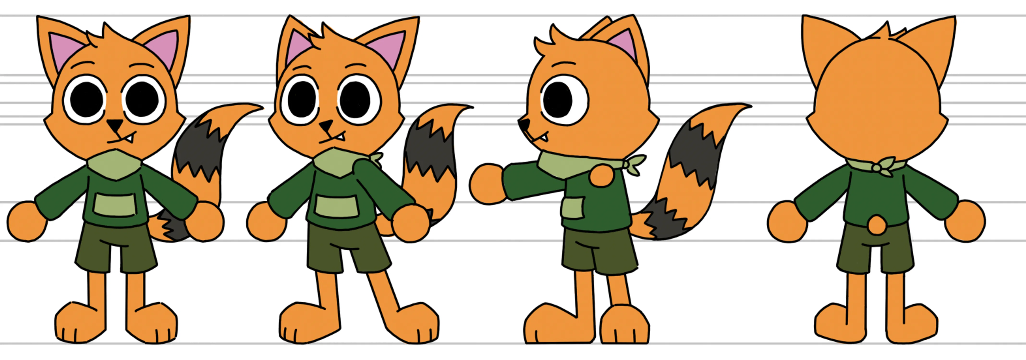 A turn round of a cartoon ginger cat