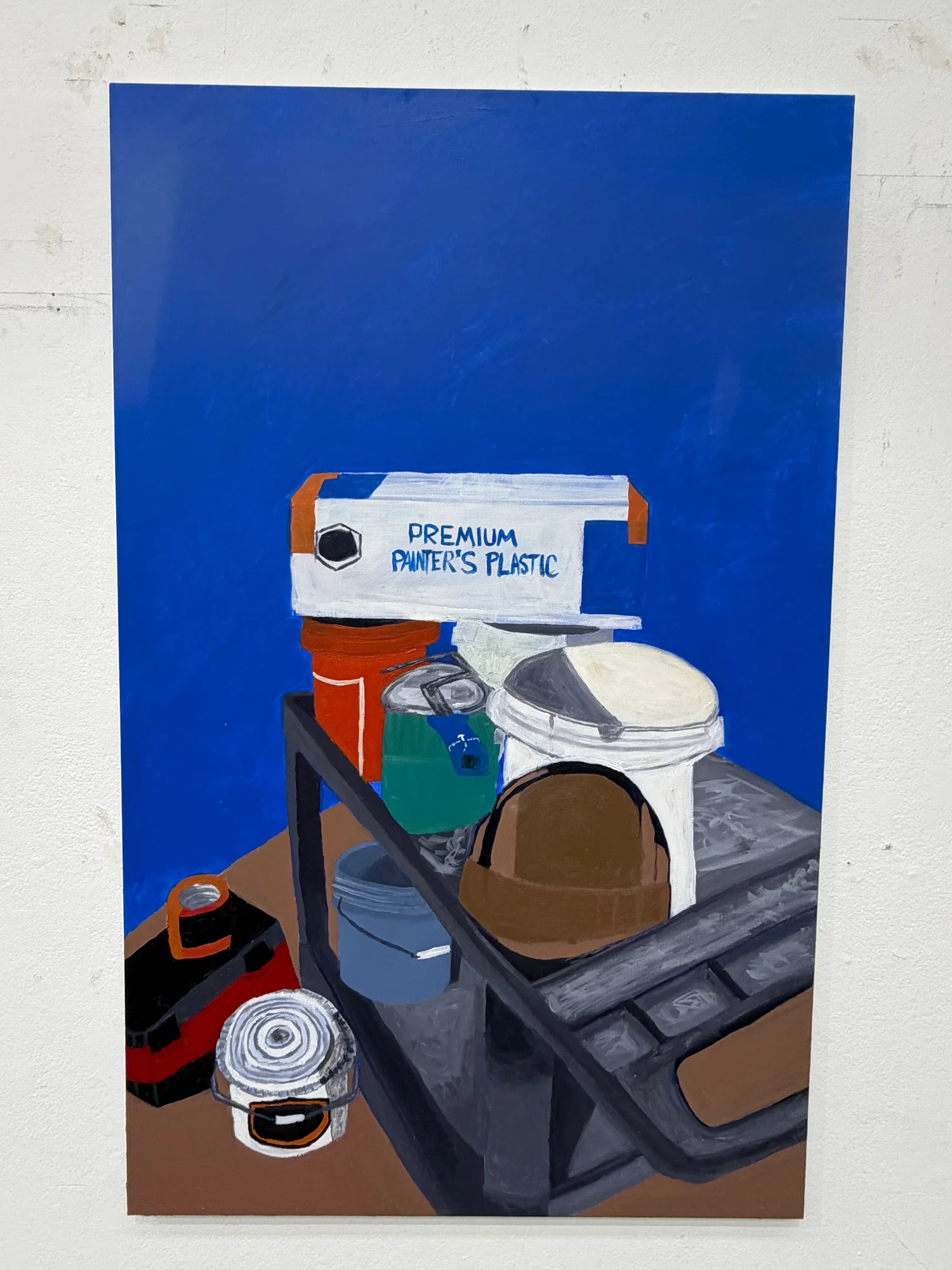 A still life painting of the artists’ dads’ work equipment.