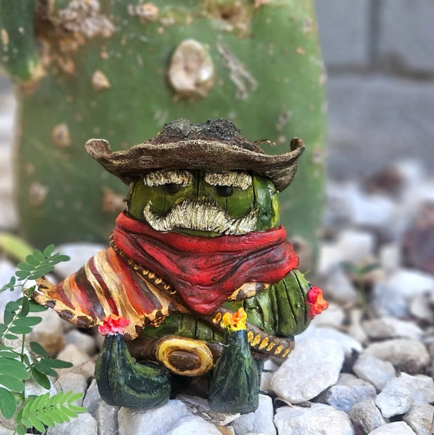 Cactus Cowboy sculpture photographed