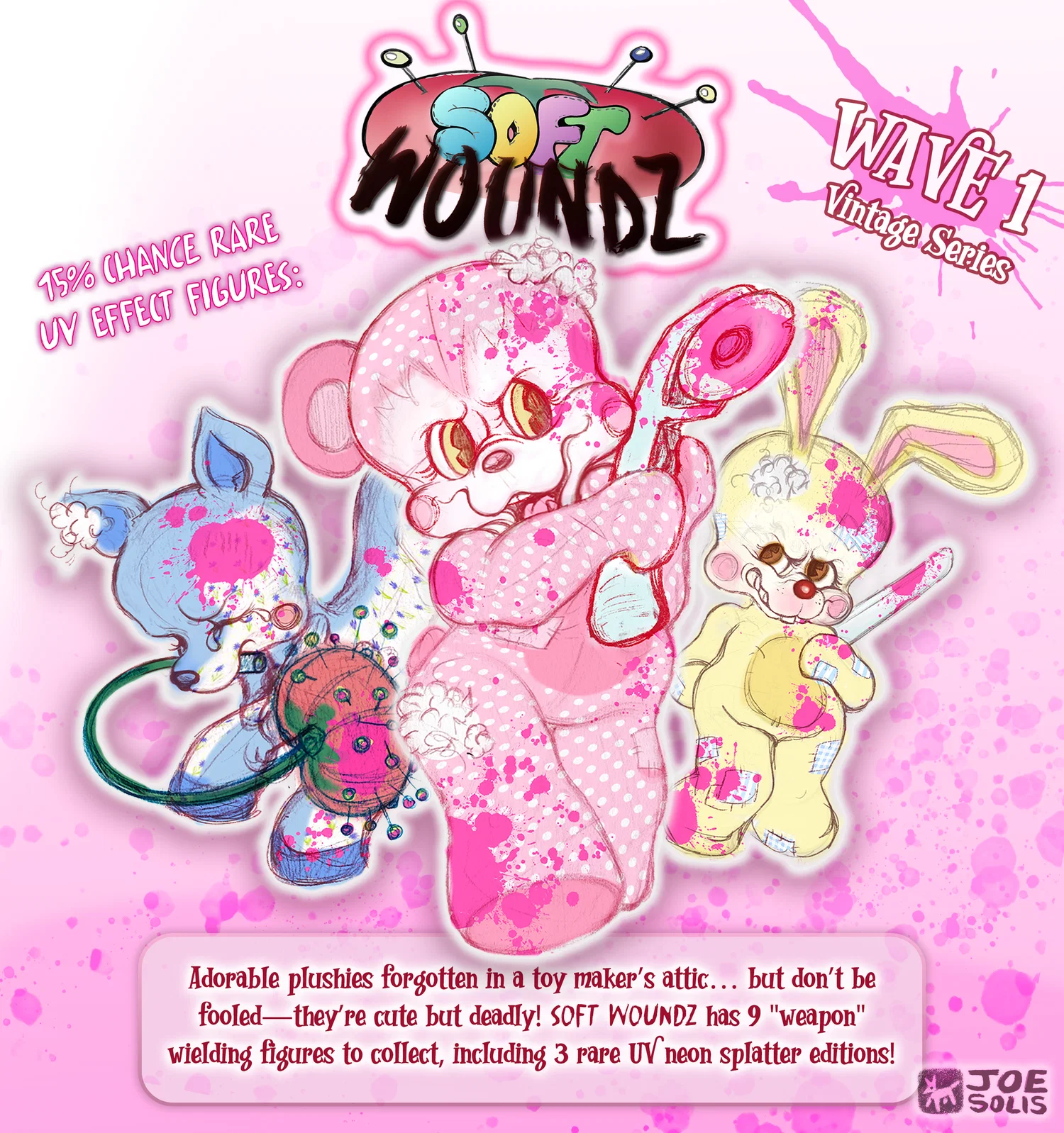 Soft Woundz --- A collectible vinyl blind box figure line inspired by vintage plush, and horror.