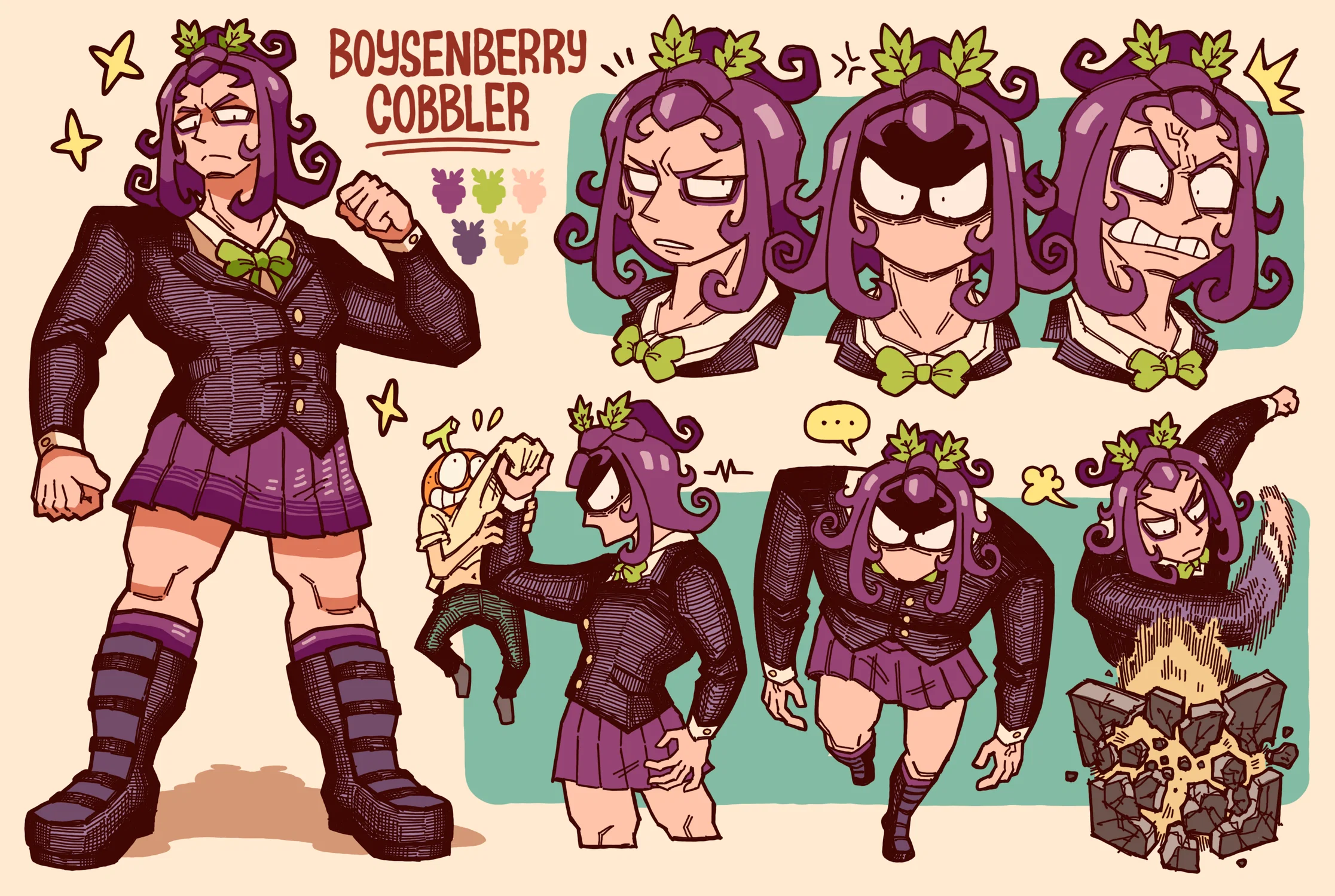 A character sheet of Boysenberry Cobbler