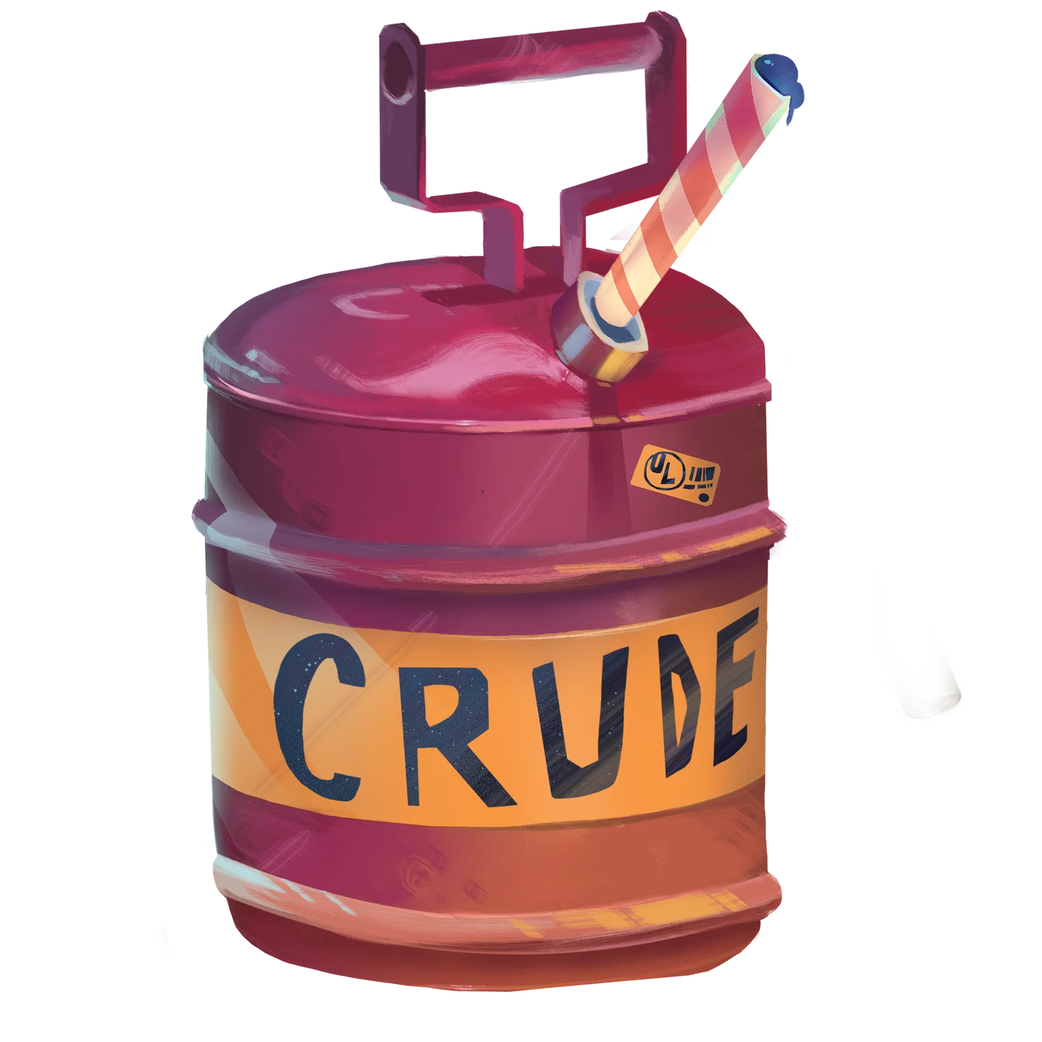 Image of an oil drum with a drinking straw inserted