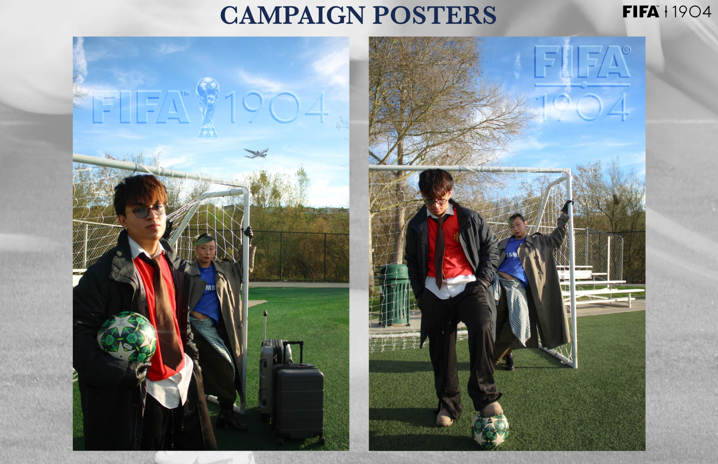 Campaign posters for my senior mentorship project with Marcus Clayton and FIFA 1904.