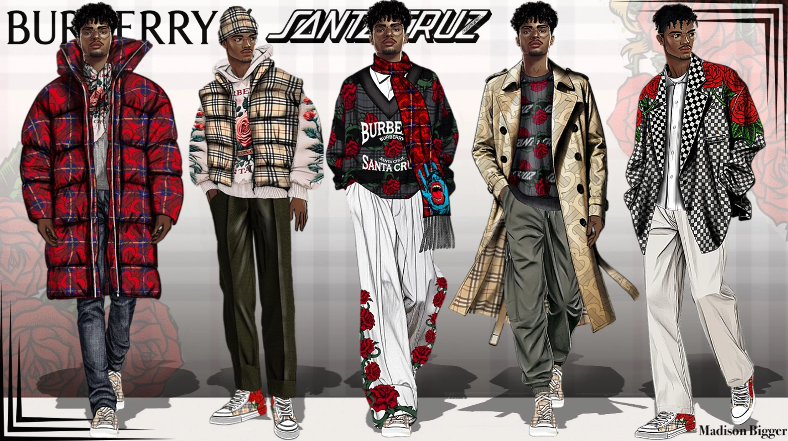 A collaboration collection inspired by Burberry and Santa Cruz Skate.