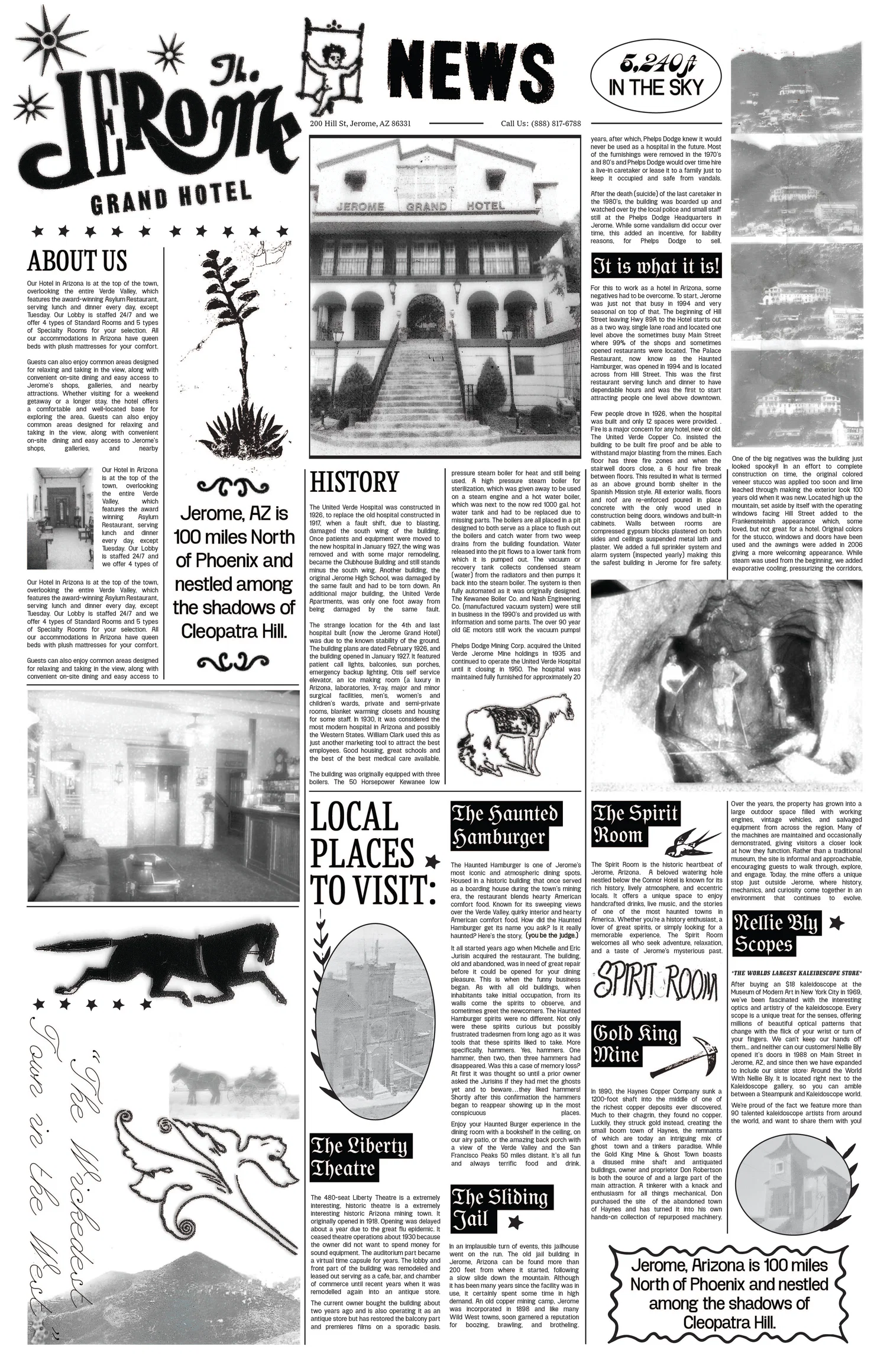 Jerome Grand Hotel Newspaper front page