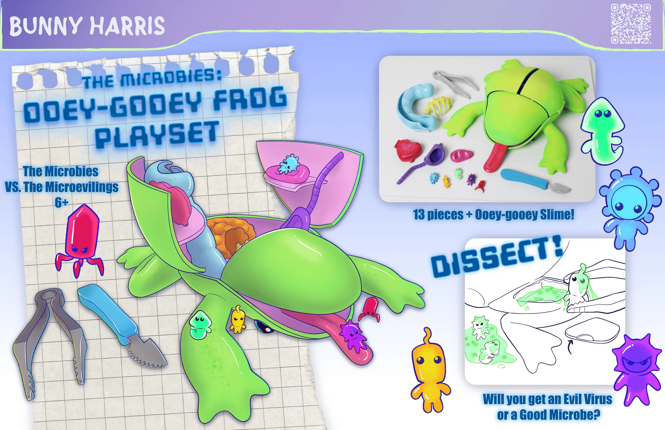 A frog you dissect and transform into a playset
