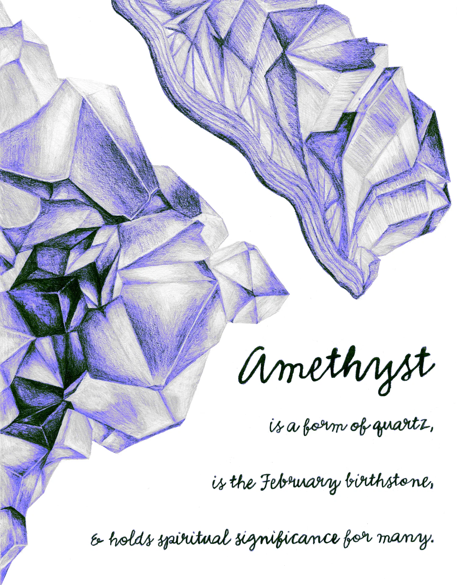 A drawing of amethyst with a description.