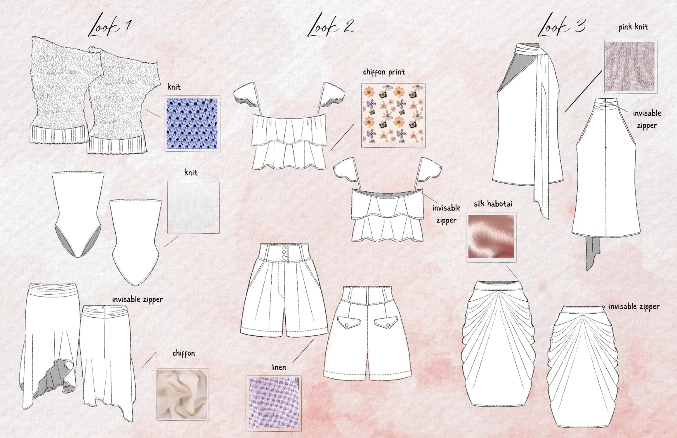 Hand drawn flats for sustainability focused collection