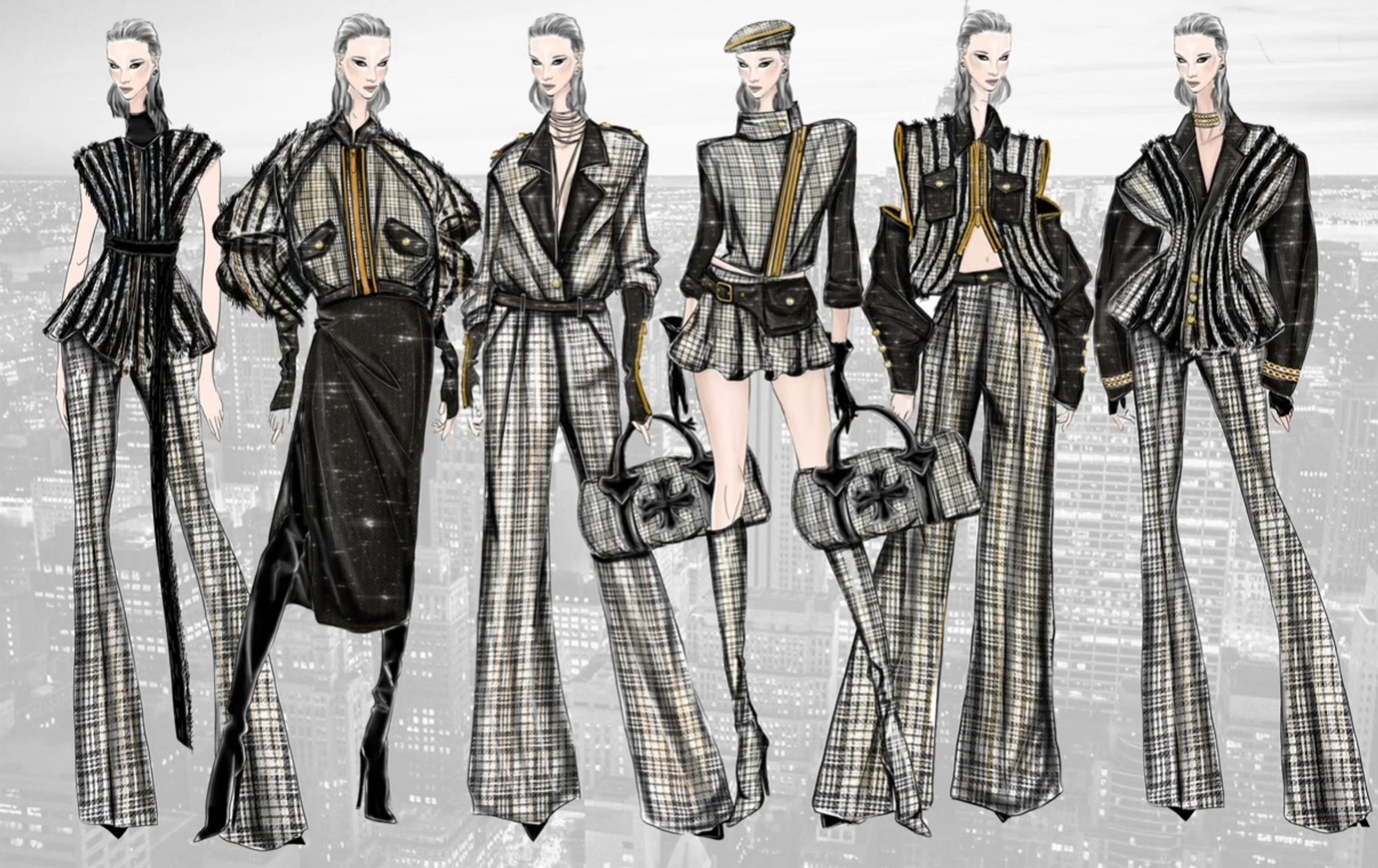 A tailored collection combining classic tweed with modern, structured silhouettes and bold details, creating an elevated yet edgy interpretation of luxury fashion.